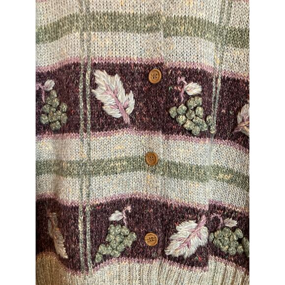 Vintage Baxter Wells Sweater Womens Large Cottage Leaf Printed Bobble Embroidery - Picture 6 of 13